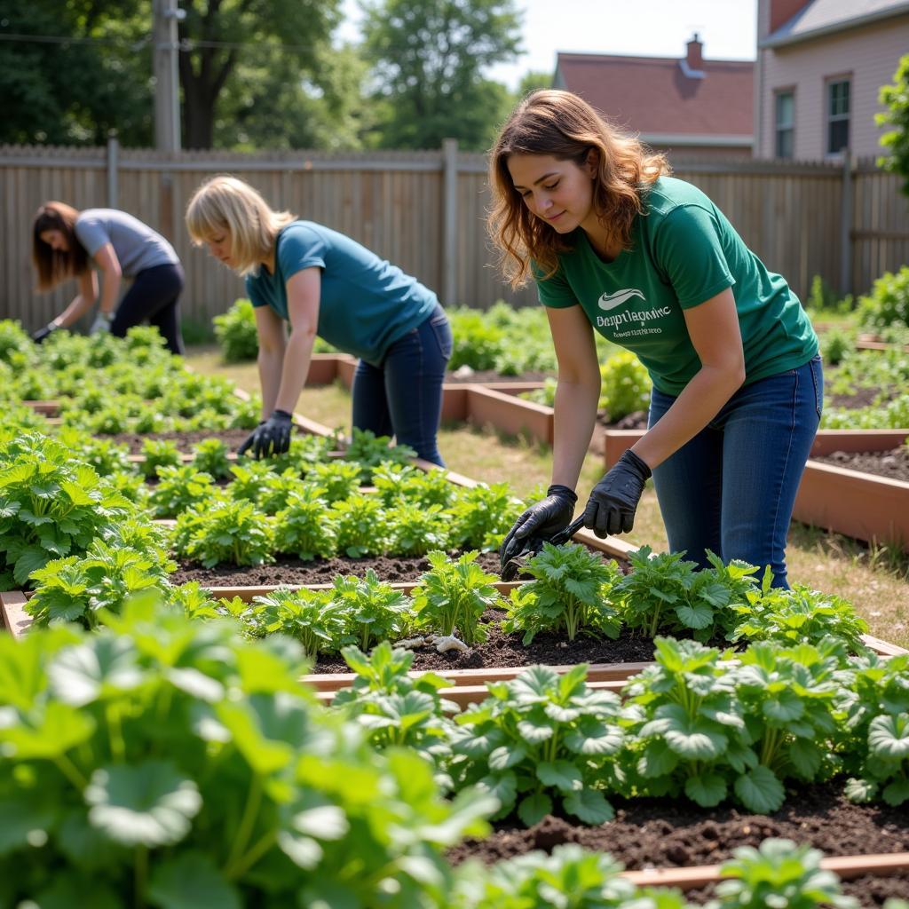 Community garden at a Van Buren food bank flourishing with fresh produce