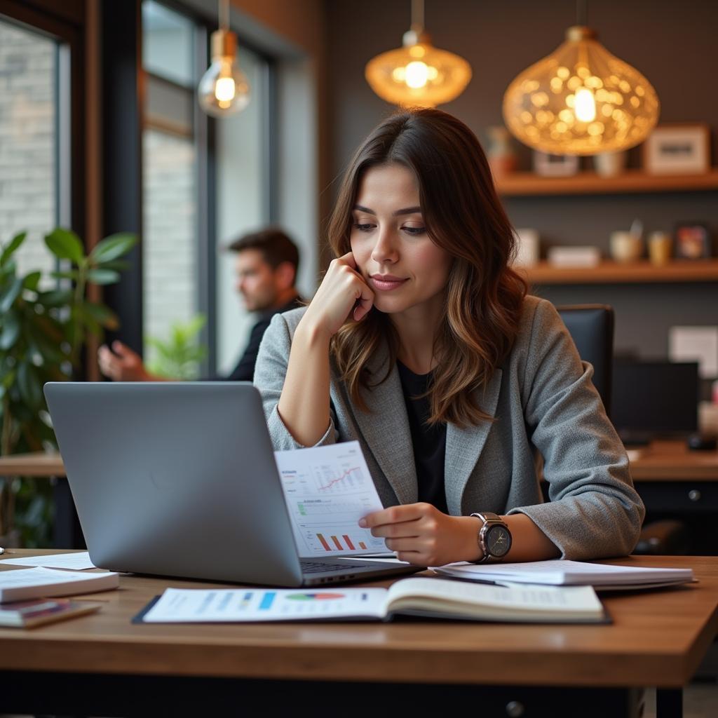 Food & Beverage Manager Reviewing Sales Report