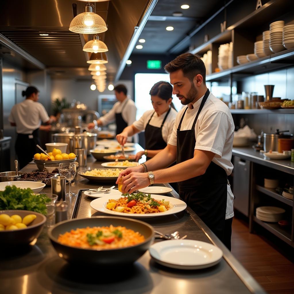 Busy Restaurant Kitchen Scene