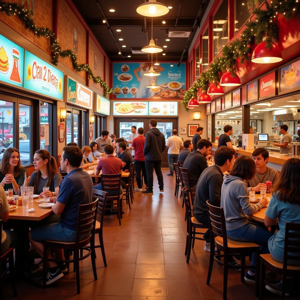 Diners enjoying the unique atmosphere and food at Food City 667