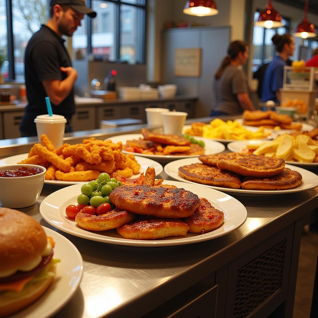 A vibrant and mouthwatering spread of breakfast items available at the Food City hot bar.