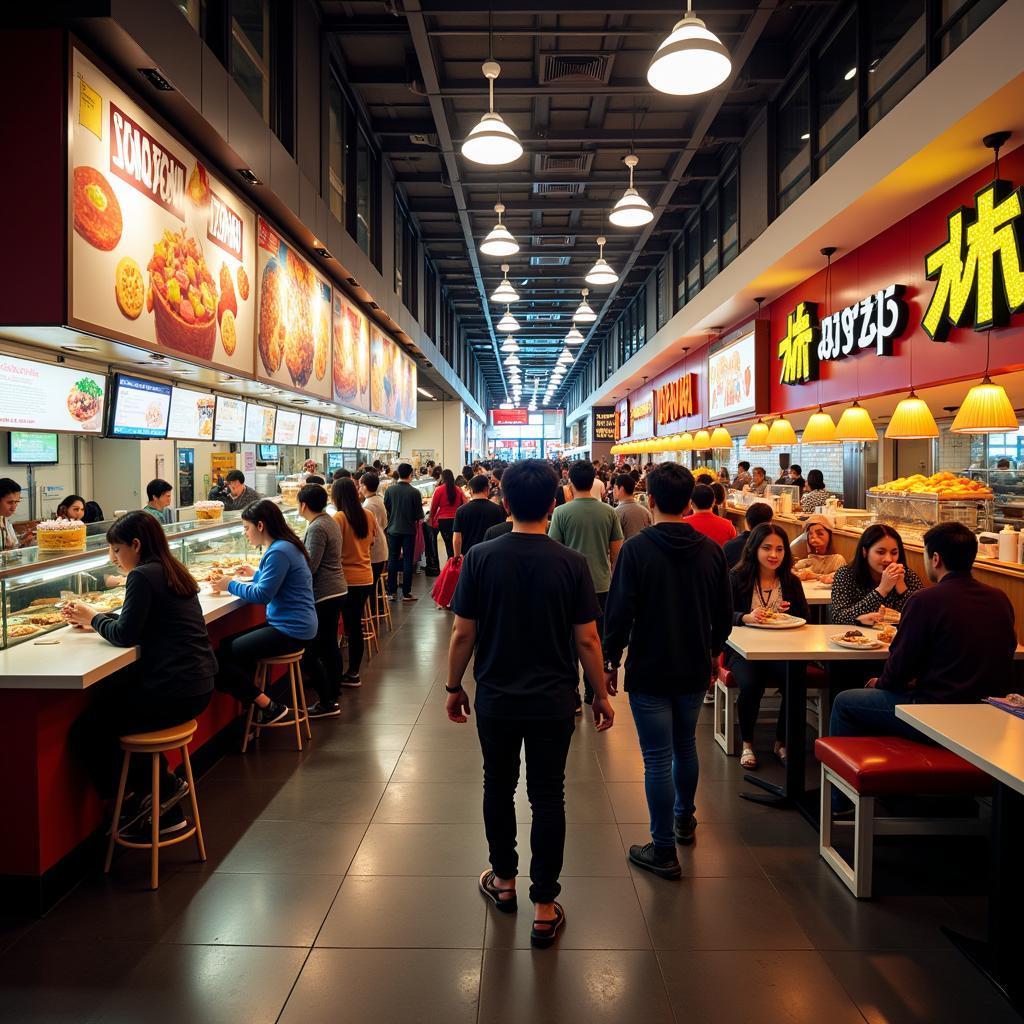 Busy Food Court at Lunchtime