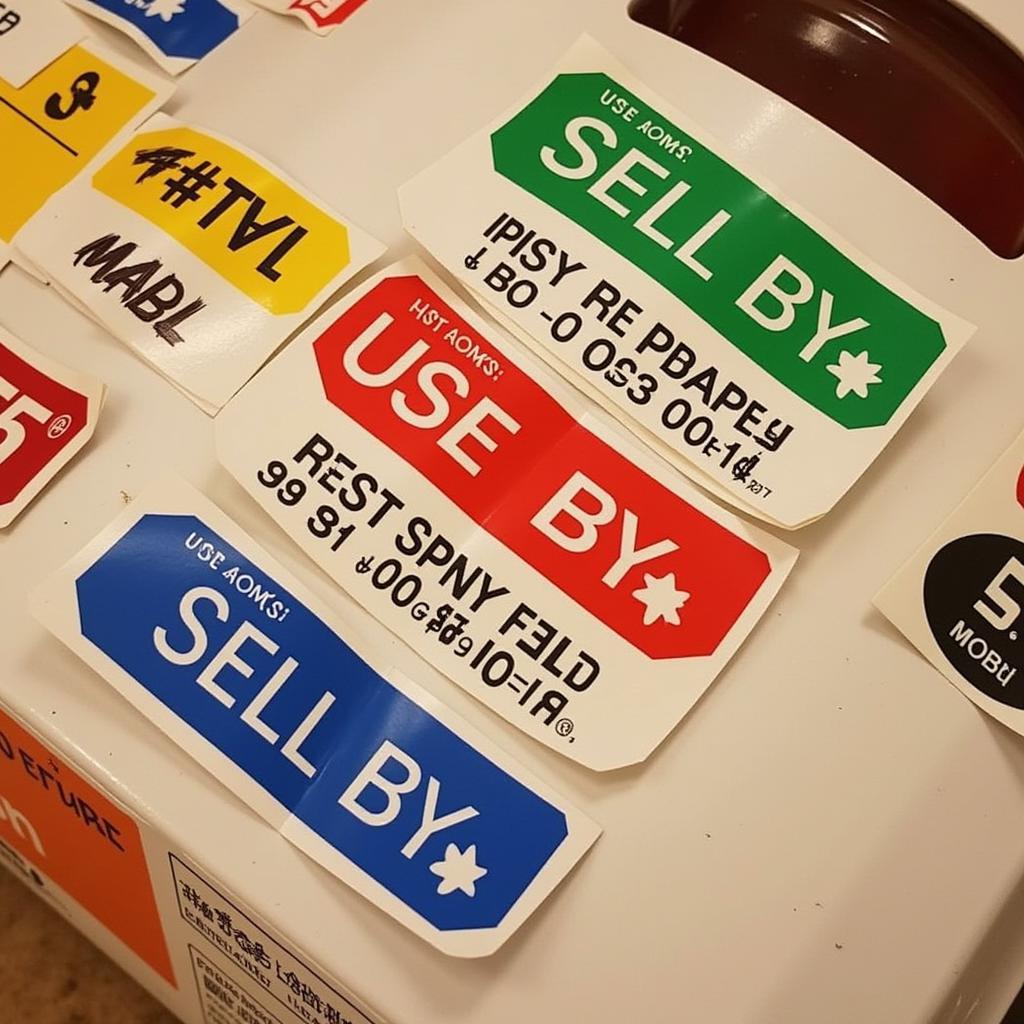 Variety of Food Date Stickers on Products