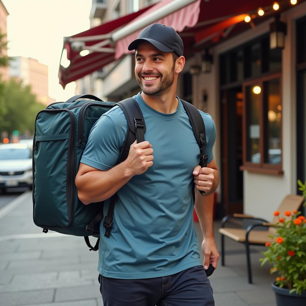 Food Delivery Driver with Isothermal Bag 