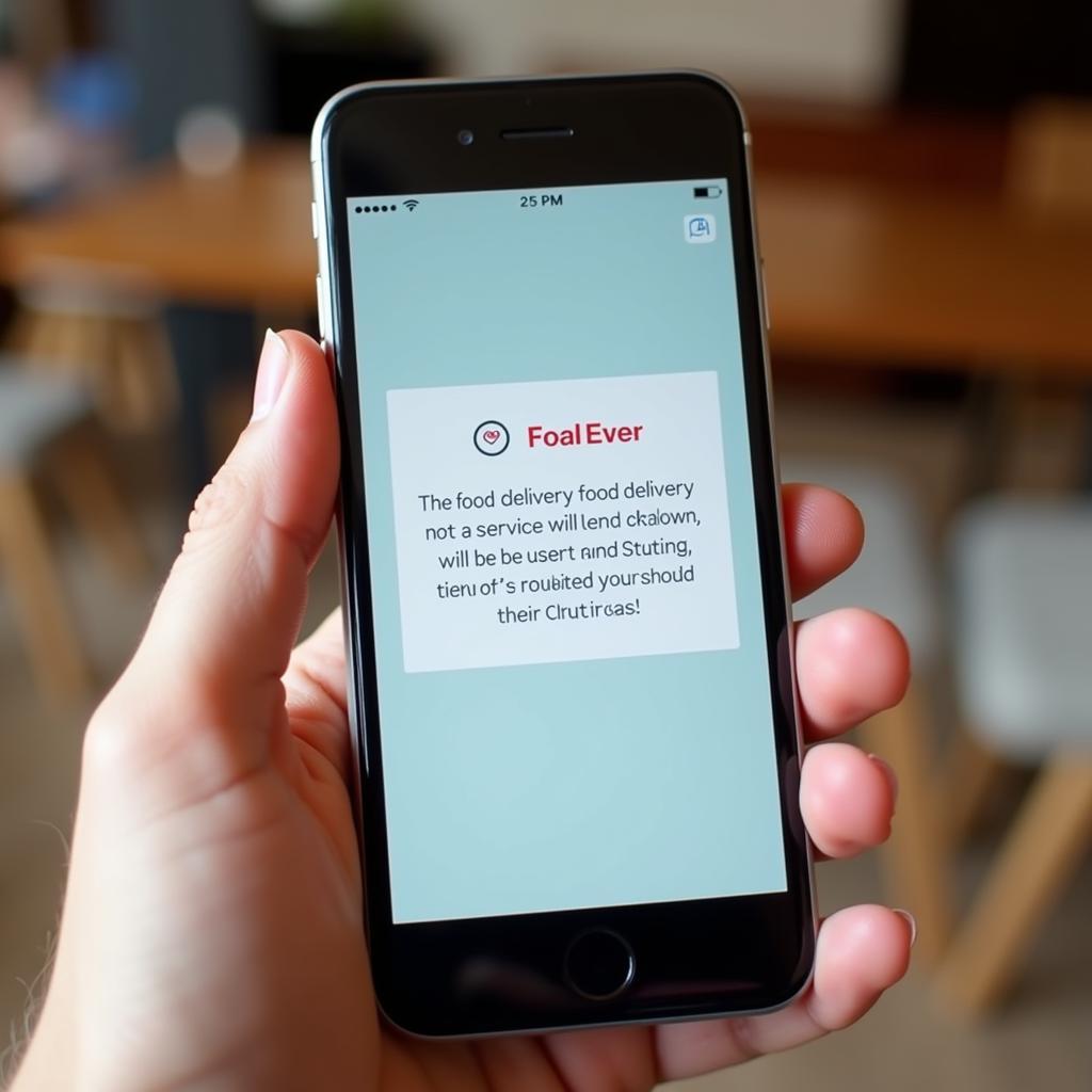 A smartphone with a food delivery app open, displaying a notification about the service closing down
