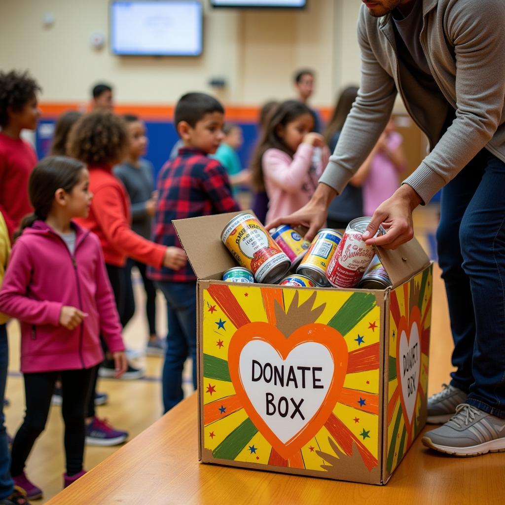 Food Drive Donation Box at a School Event