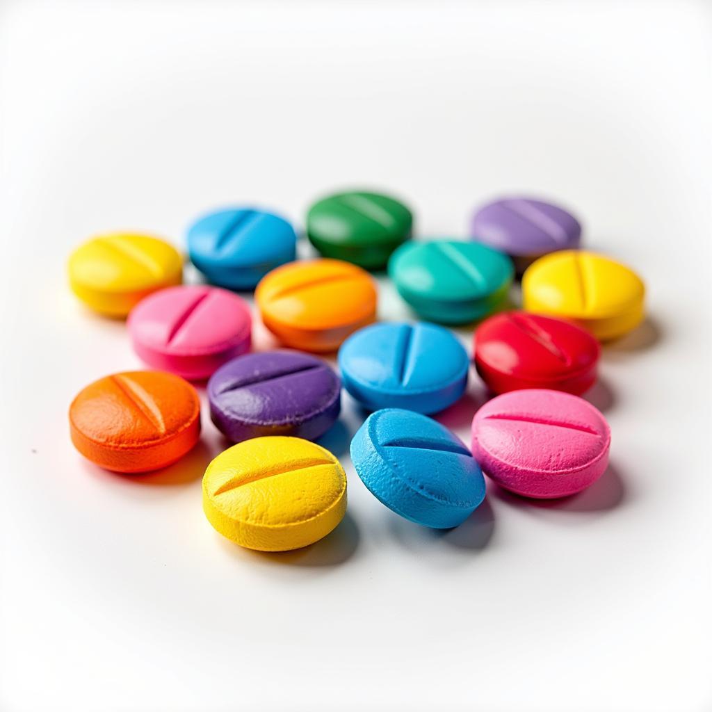 Assortment of colorful food dye tablets