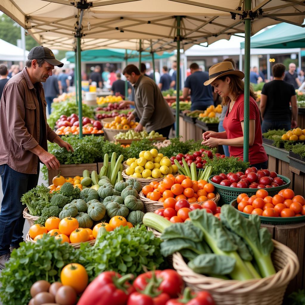 Local Farmers Market bustling with activity