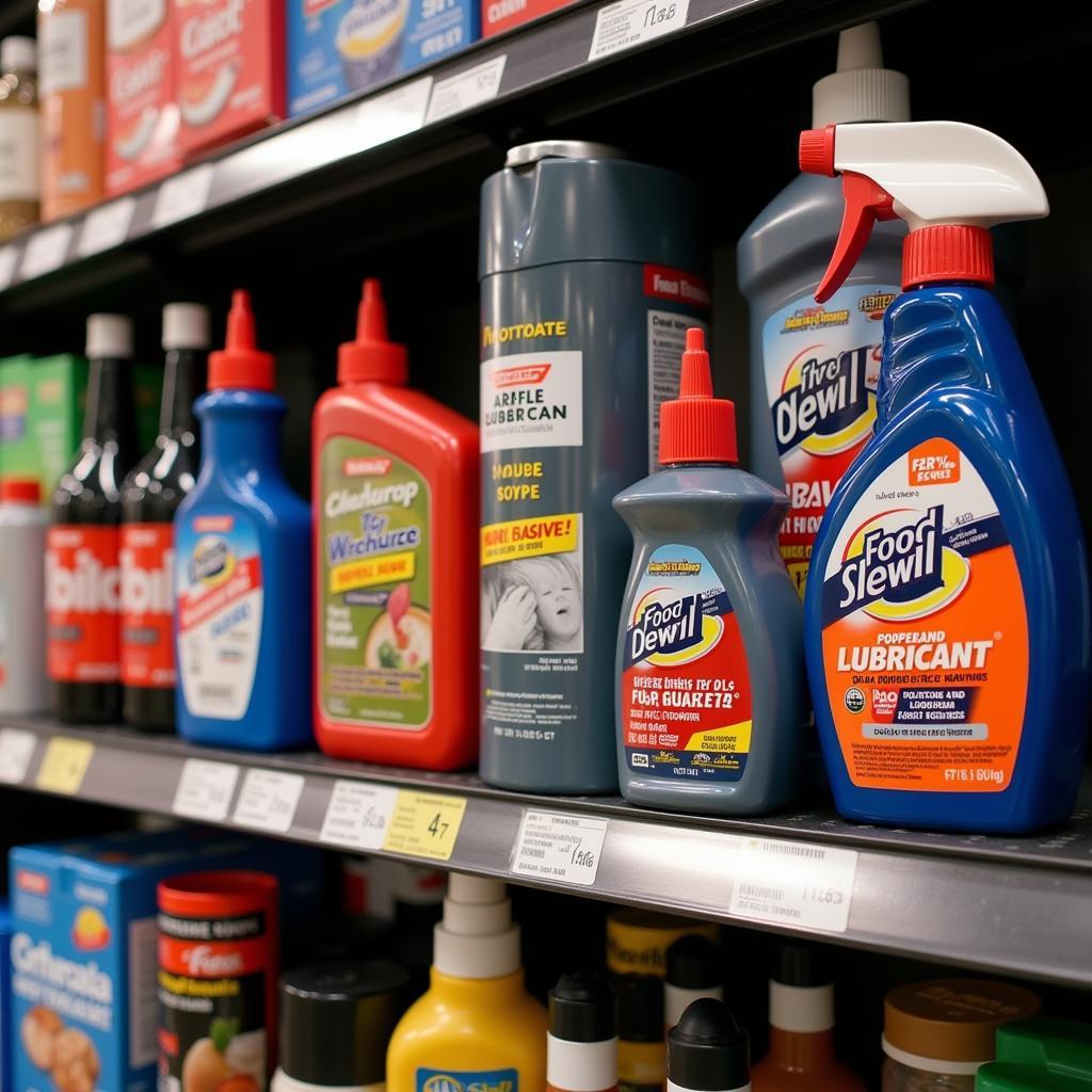 Food Grade Lubricant Products on a Shelf