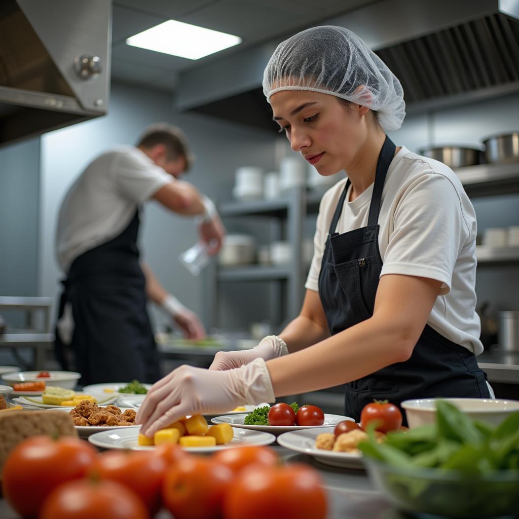 Food Handler Practicing Safe Food Handling