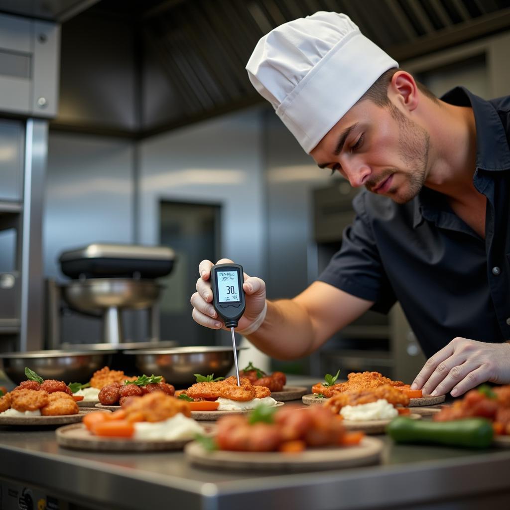 Food Handler Checking Temperature