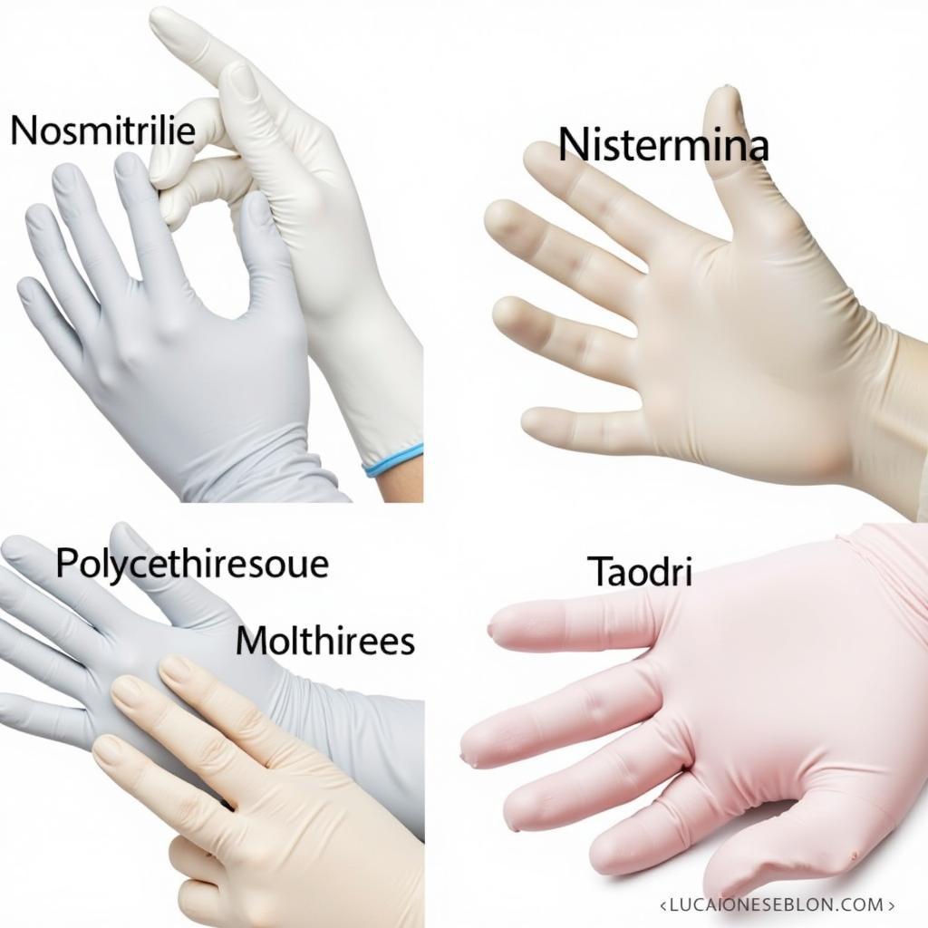 Various types of disposable food handling gloves