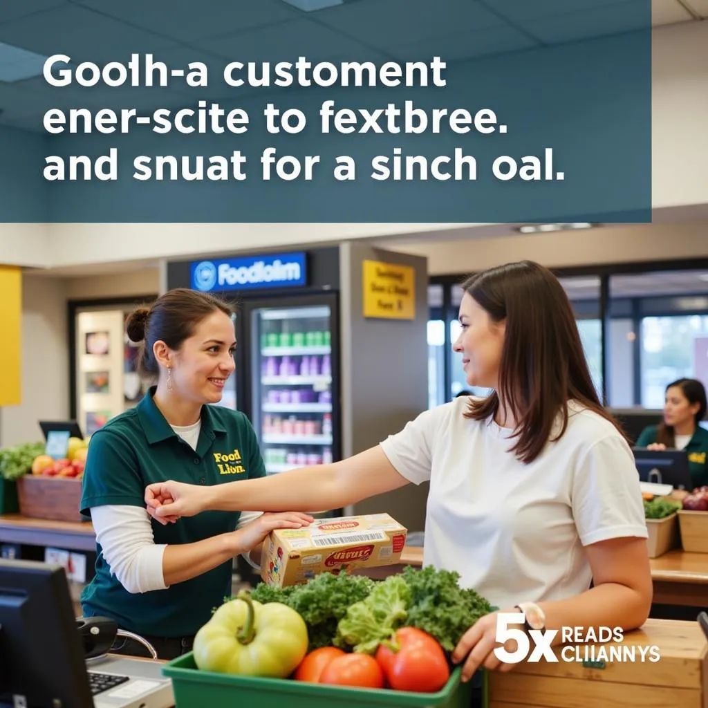 Food Lion cashier helping a customer with their bags