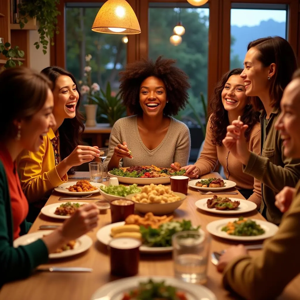 Group of Friends Enjoying a Meal Together