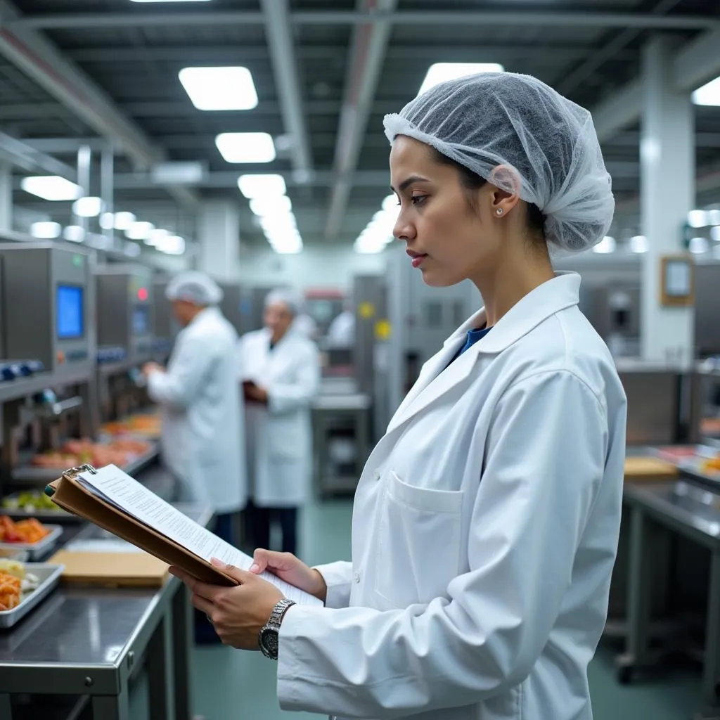 Food manufacturing consultant analyzing a production line