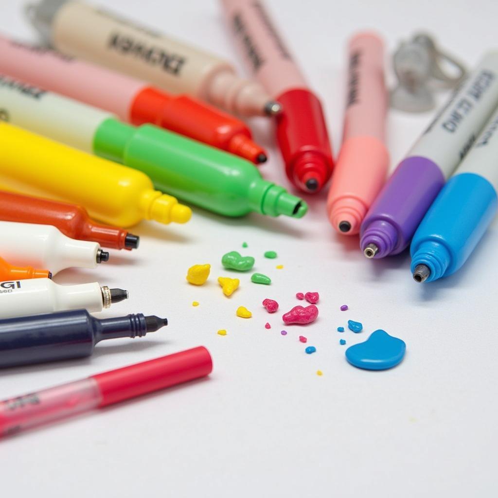 Assortment of colorful food markers