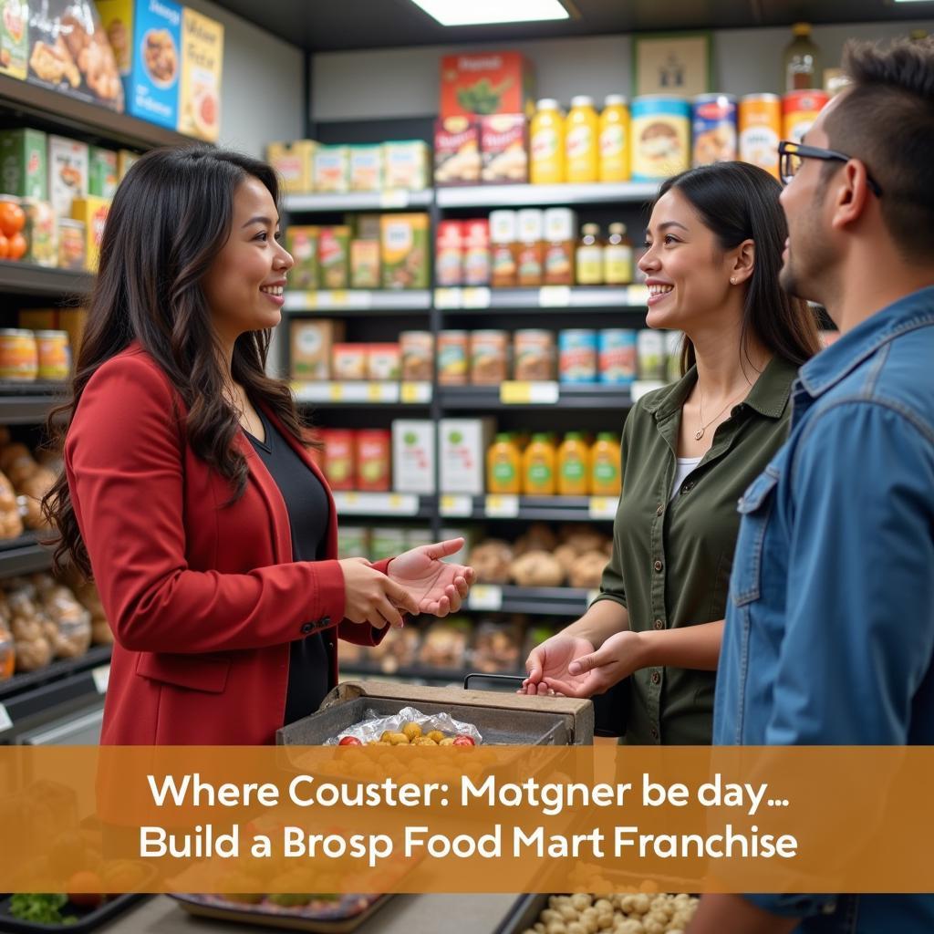 Food Mart Franchise Owner Interacting with Customers