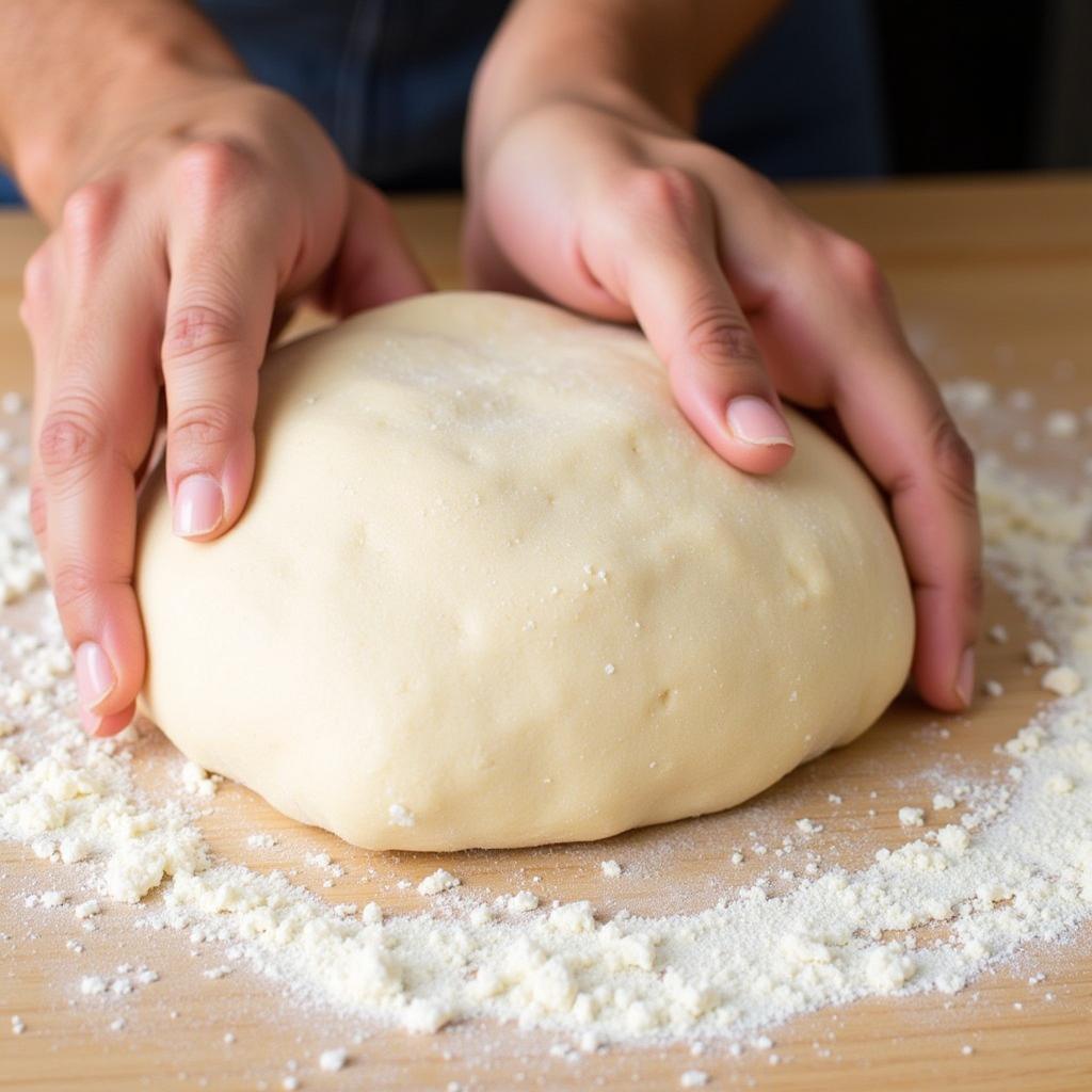 Kneading kamut bread dough