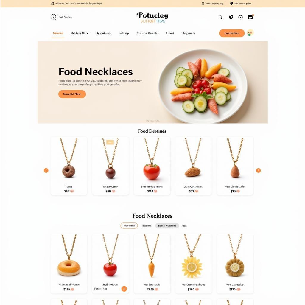 Online Shop Displaying Food Necklaces