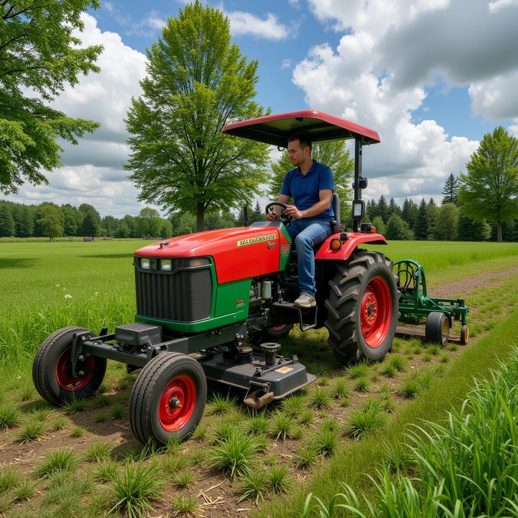 Preparing a food plot with a tiller.