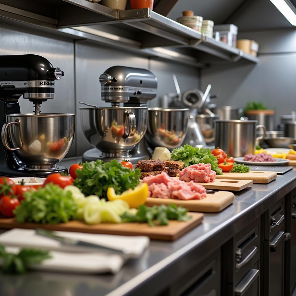 Well-Equipped Food Prep Area in a Commercial Kitchen