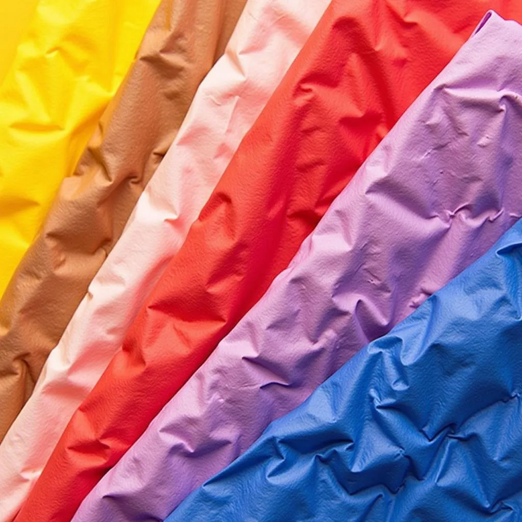 Various colors of food-safe crinkle paper used for gift baskets and food presentation.