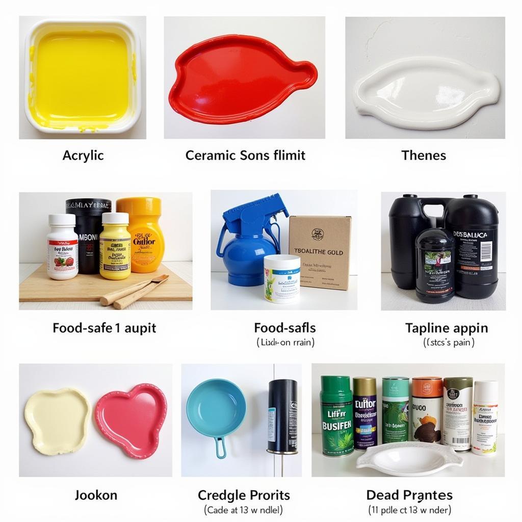 Different types of food-safe paint: acrylic, epoxy, and ceramic.