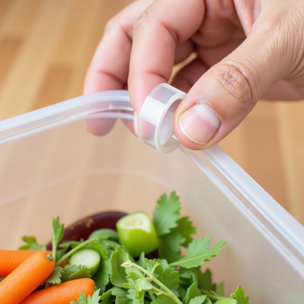 Food safe tape sealing a food container