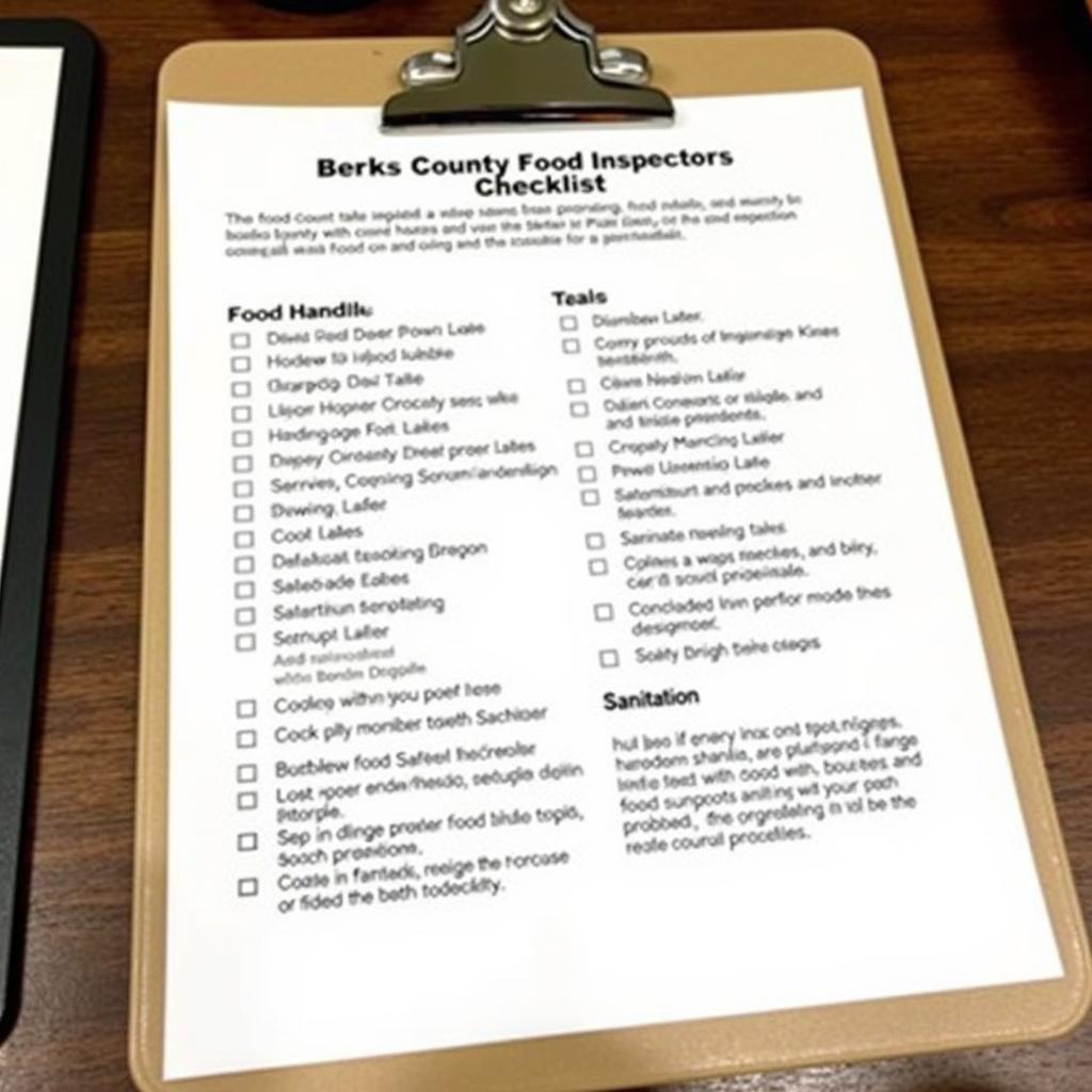 Berks County Food Safety Checklist