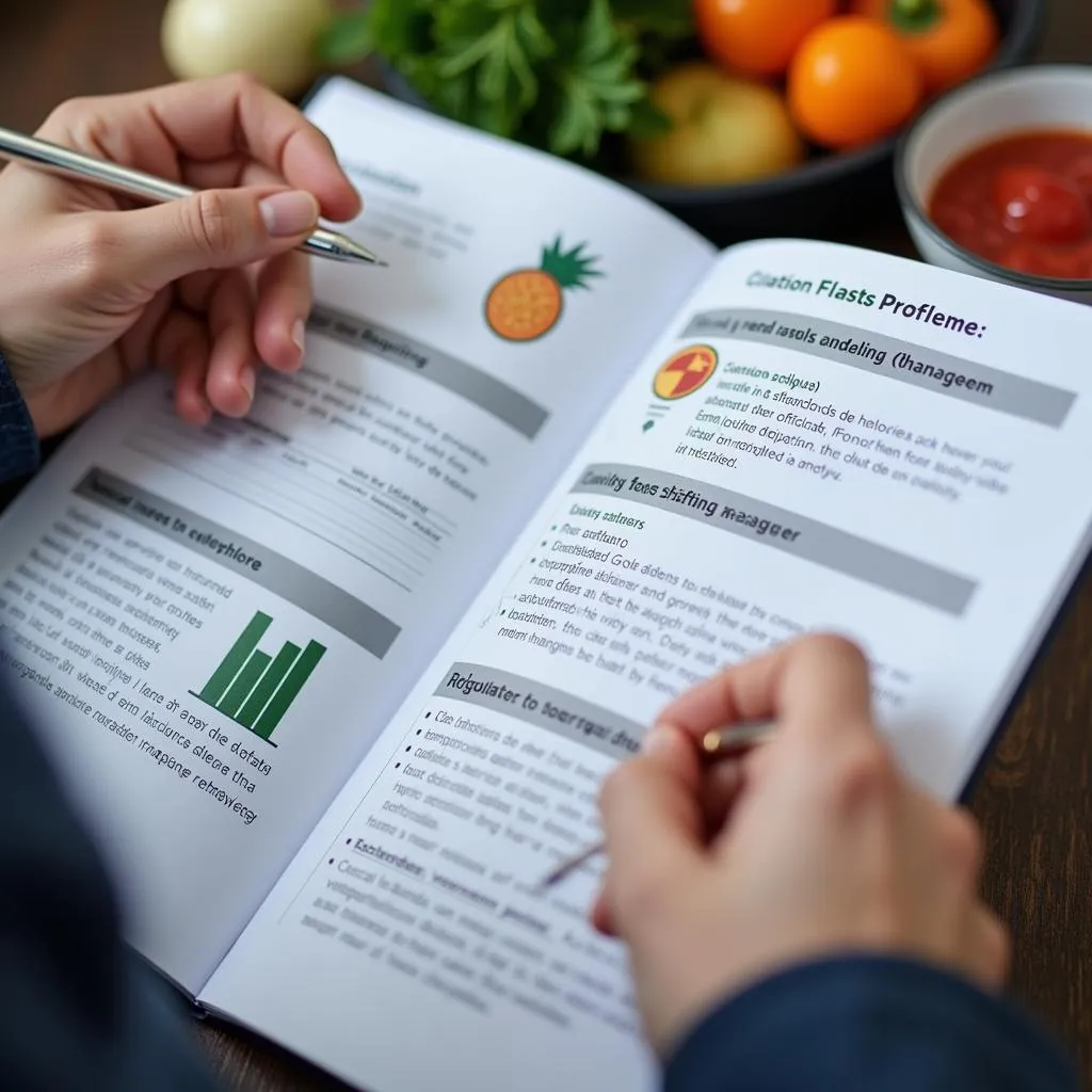 A person studying a food safety manager guide