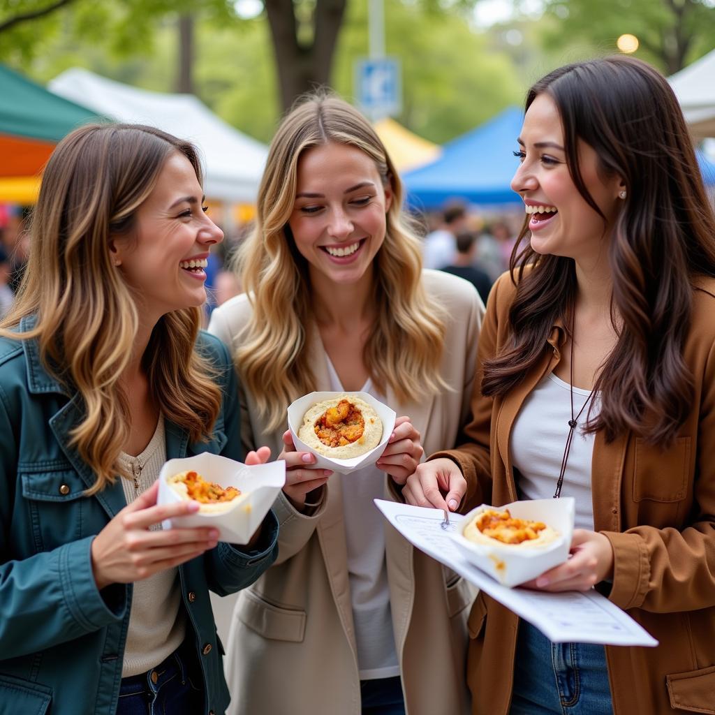 Group of friends participating in a food scavenger hunt