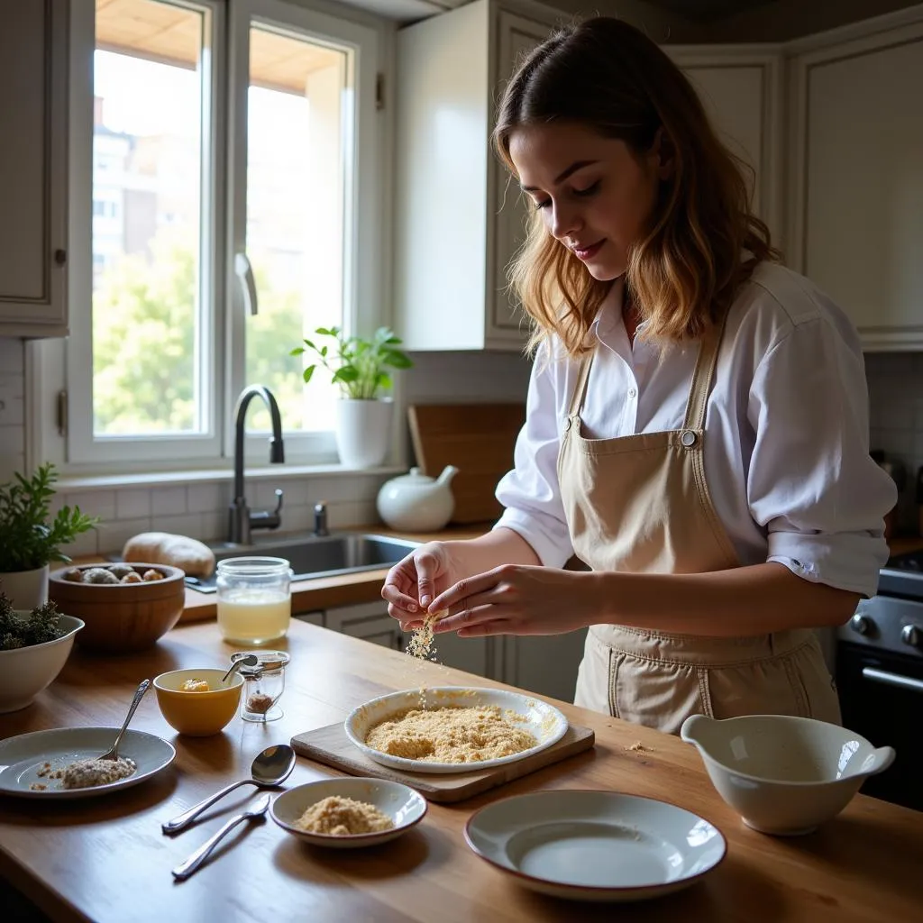 A home cook conducting a food science experiment in their kitchen