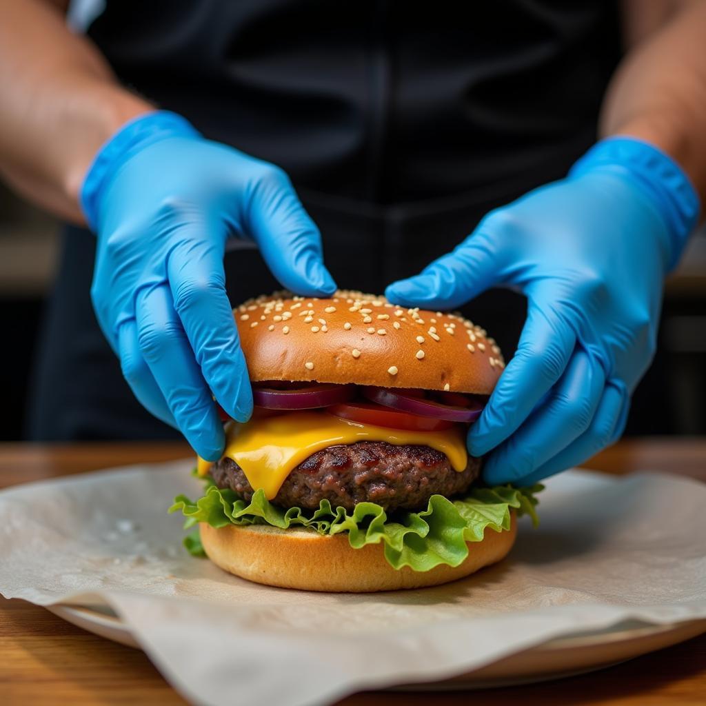 Food service gloves promote kitchen hygiene.