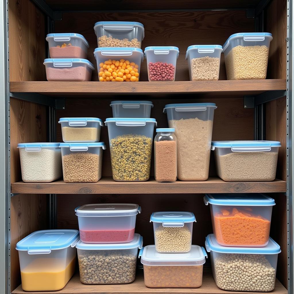 Food Storage Containers in a Storage Unit