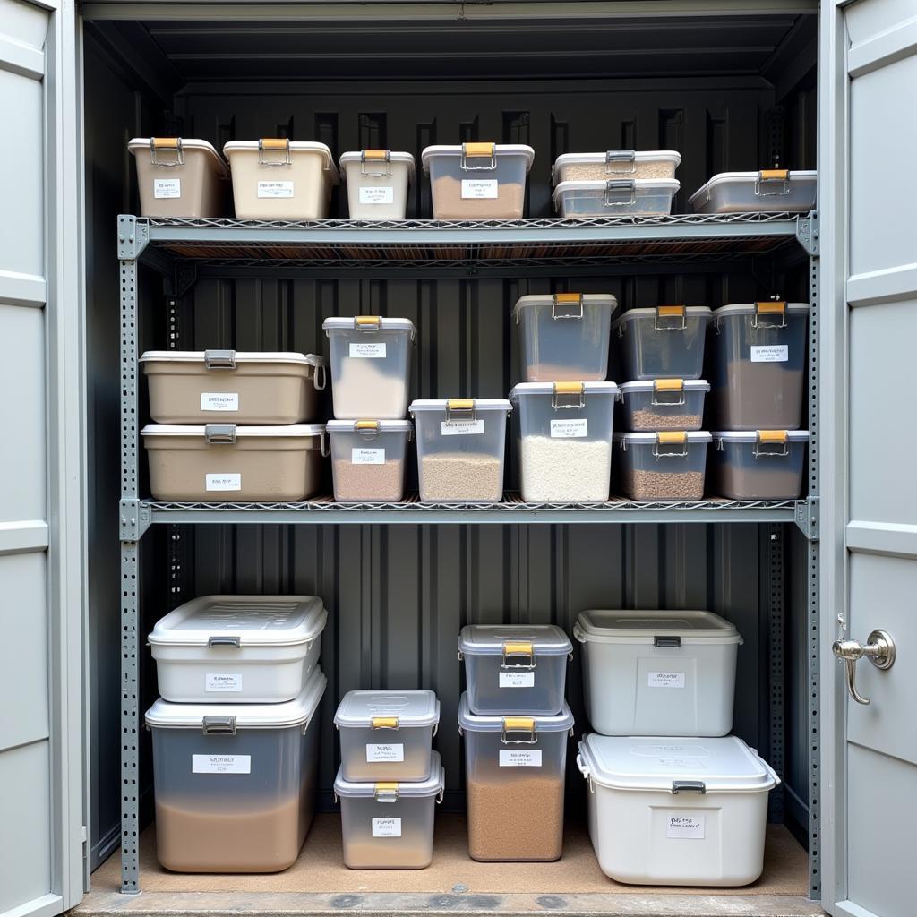 Organized Food Storage in a Storage Unit