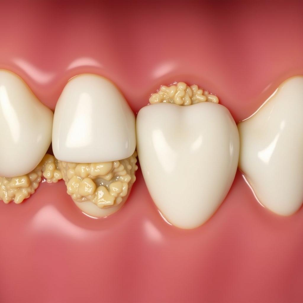 Food particles stuck between teeth