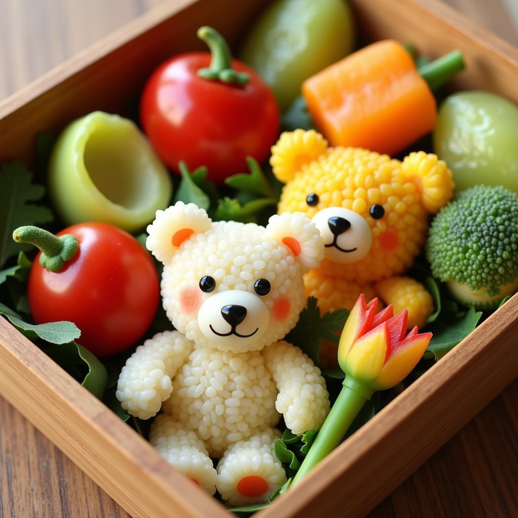 Food teddy bears in a bento box