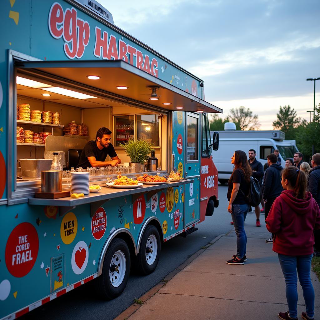 Food Trailer Exterior with Open Serving Window