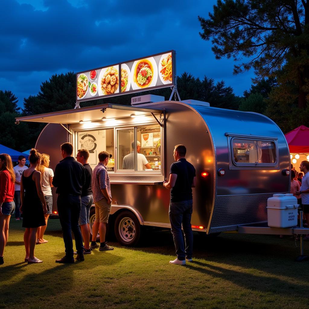 Food trailer for sale Illinois parked at a bustling event