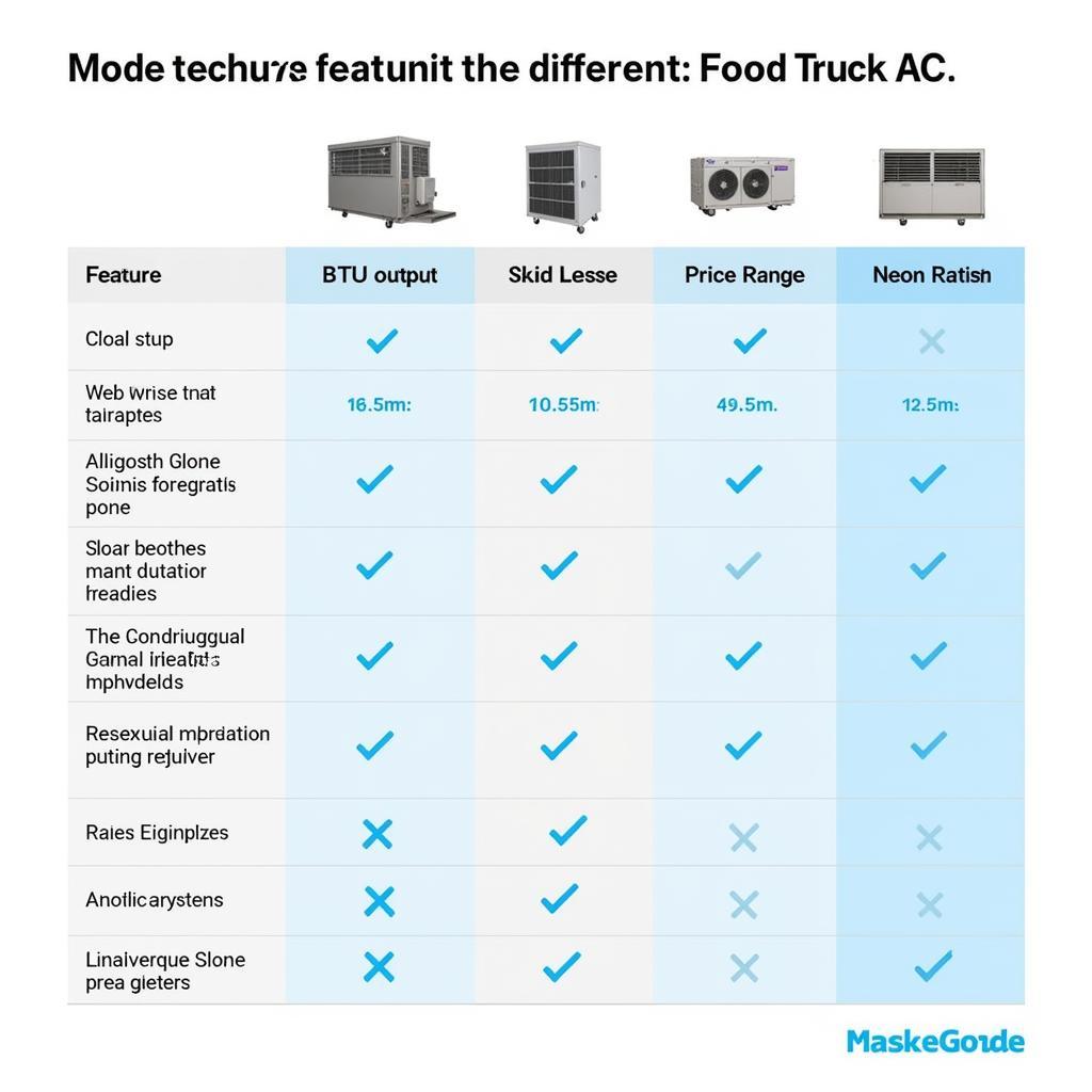 Food Truck Air Conditioner Comparison Chart