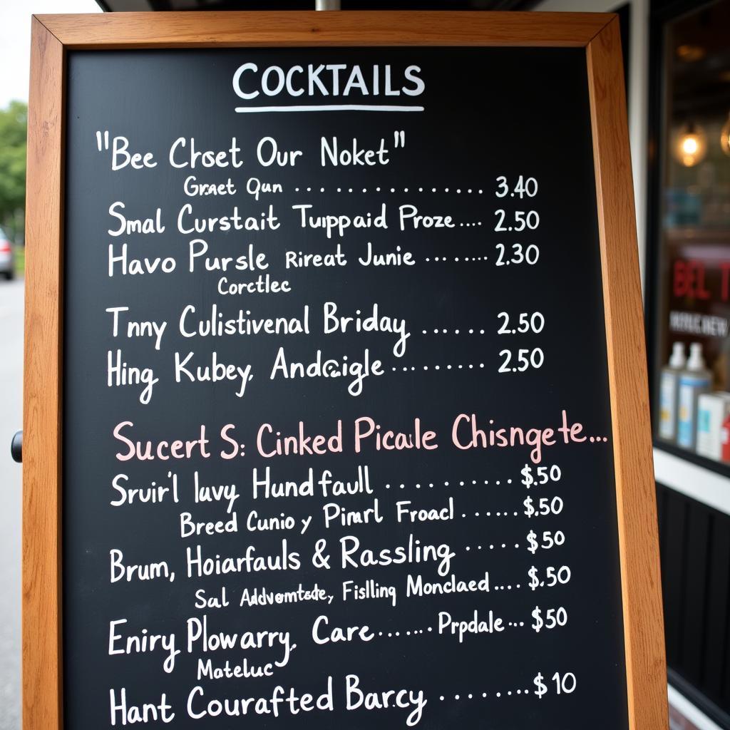 Craft Cocktail Menu at a Food Truck