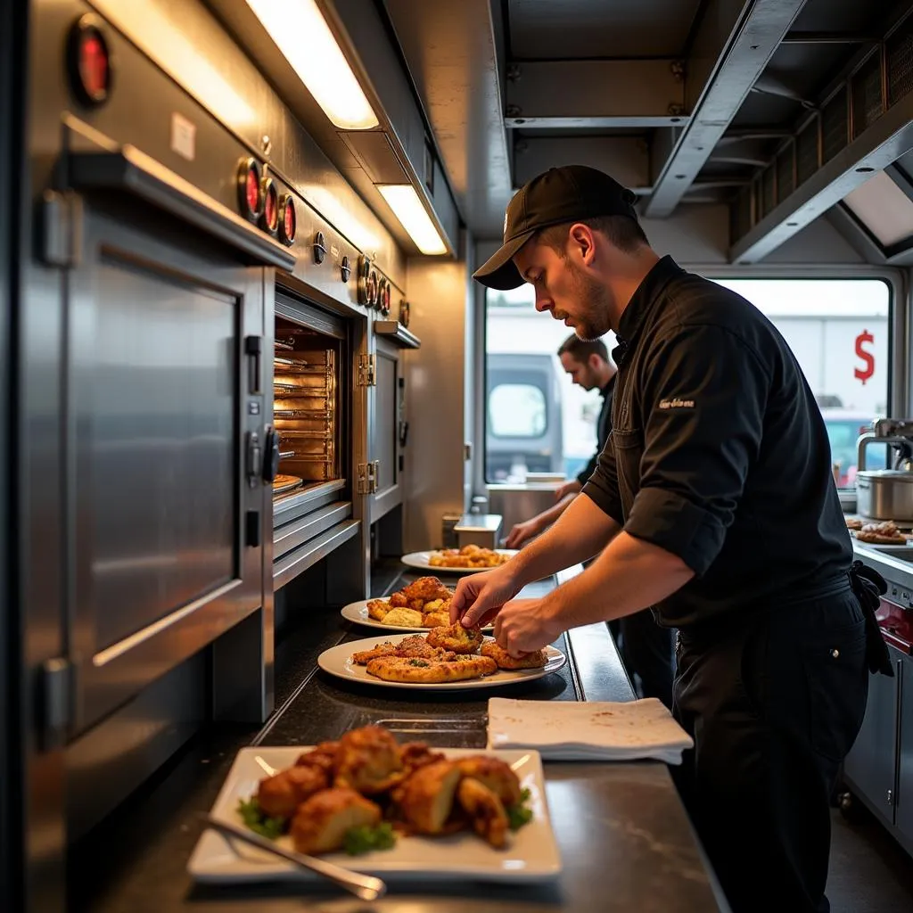 Food truck convection oven in action