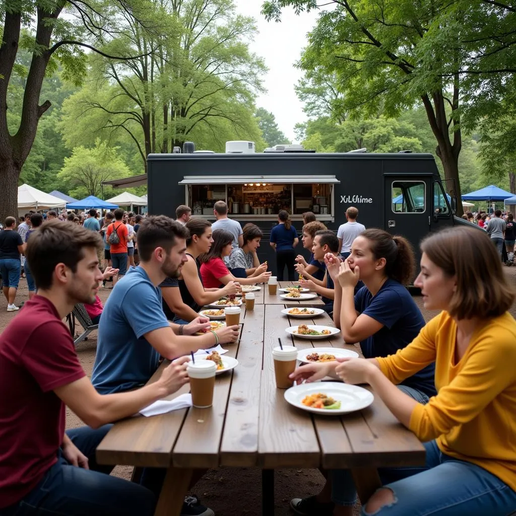 Customers enjoy food truck fare in Fayetteville, NC