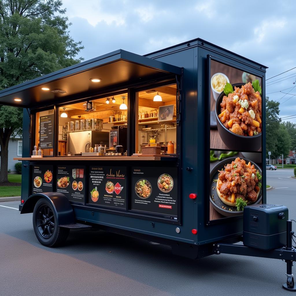 Modern food truck with sleek digital menu display