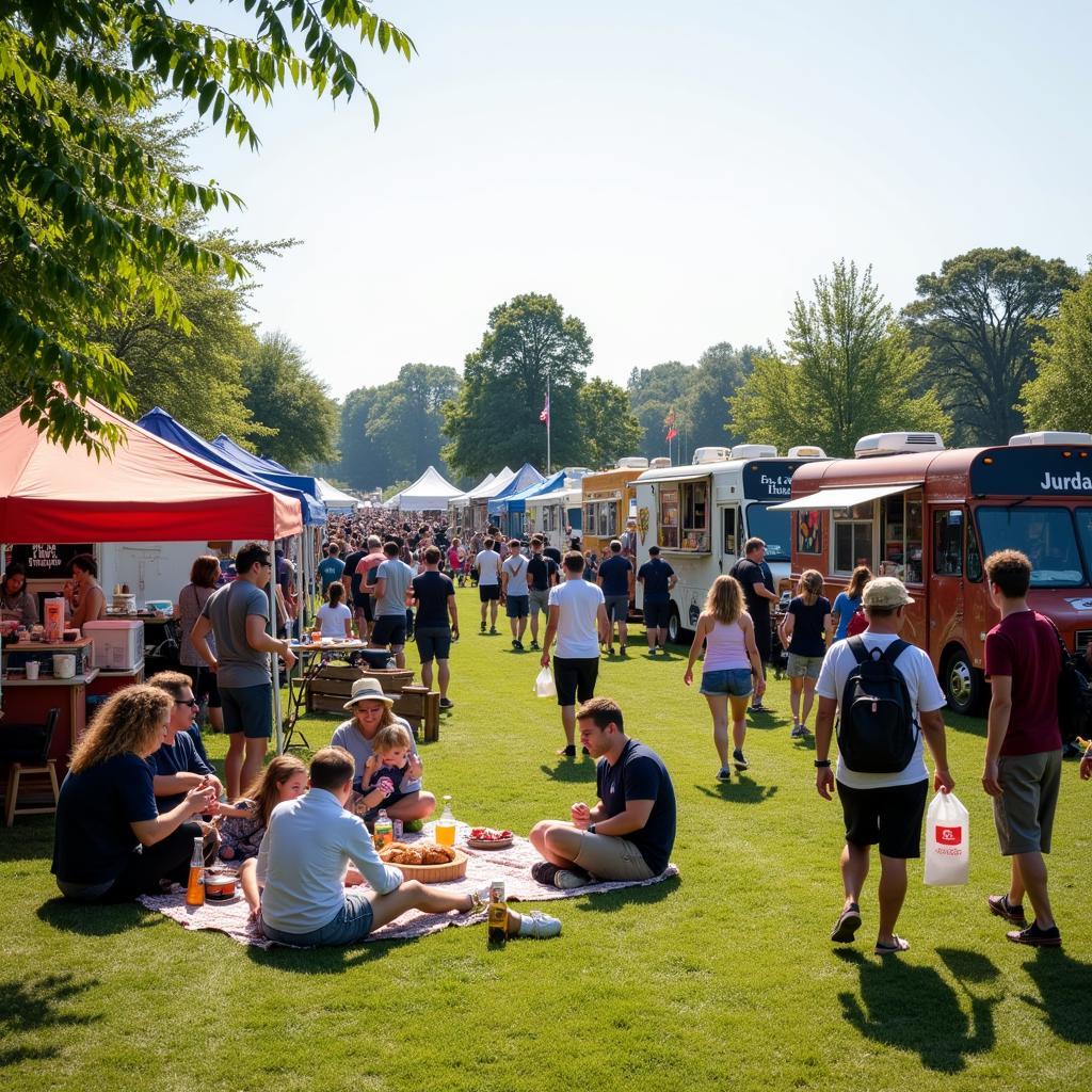  Lively Food Truck Festival with Attendees