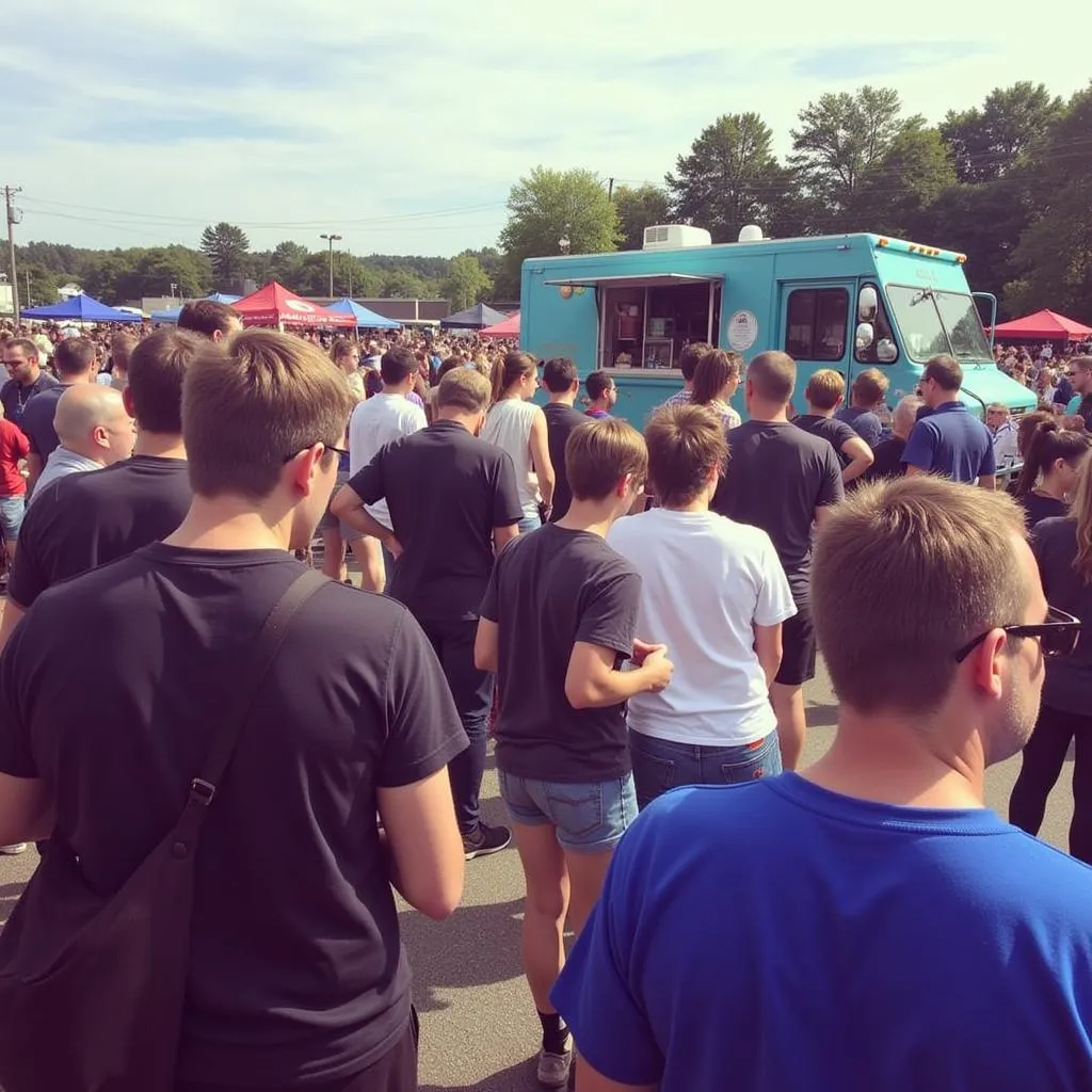 Crowds enjoying the lively atmosphere at the Food Truck Festival in Colchester, CT