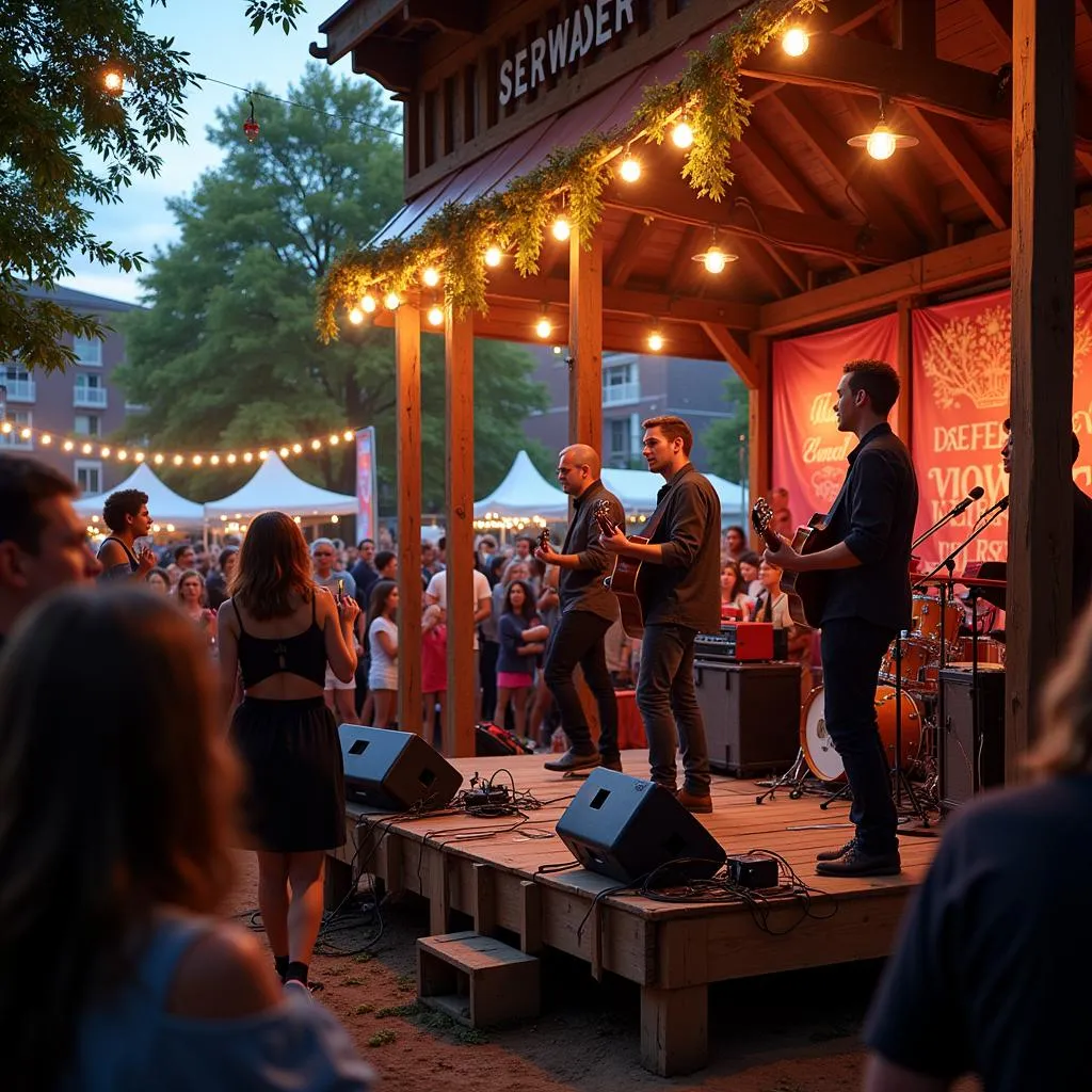 Musicians performing live on stage at the Colchester Food Truck Festival