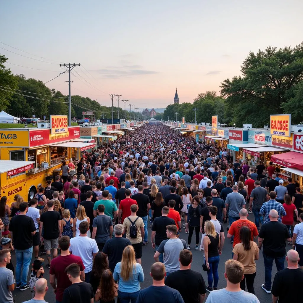 Diverse food trucks at a festival