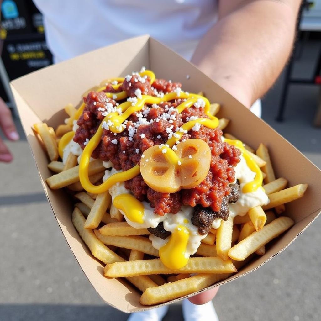 An assortment of mouthwatering dishes from different food trucks at the festival, showcasing the diverse culinary offerings.