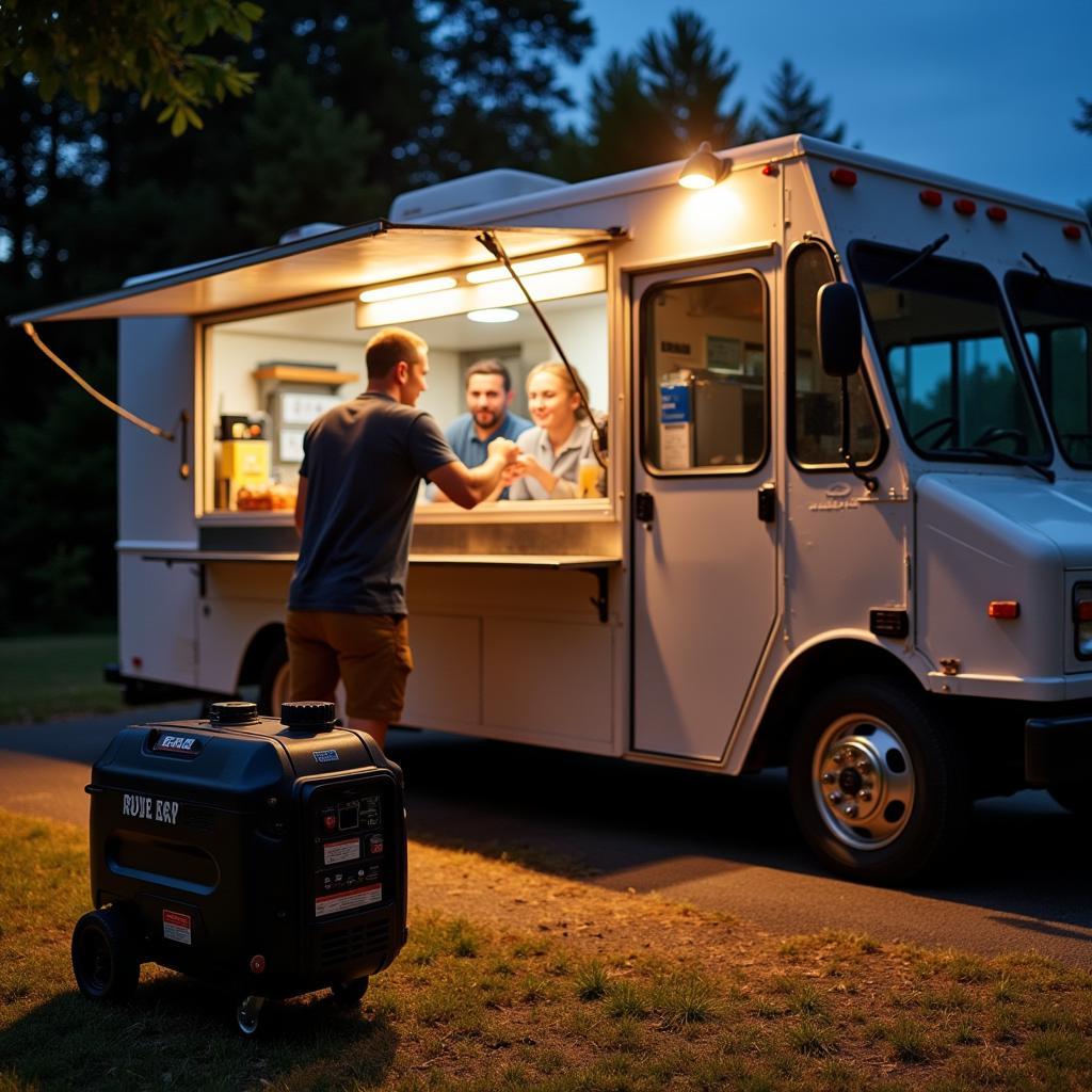 Food truck generator powering equipment